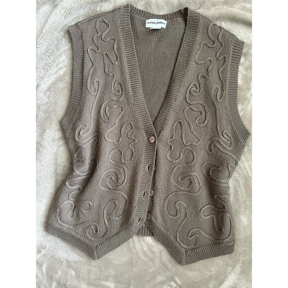 Vintage Alfred Dunner Beige Textured Knit Sweater Vest (L) - Picture 1 of 5